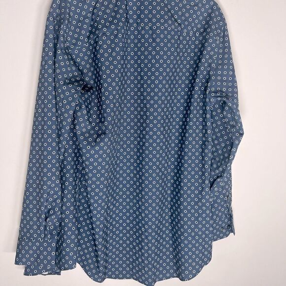 New Alfani Men's Slim Fit 4-Way Geo-Print Dress Shirt Navy White NECK 15-15½ - Picture 6 of 8